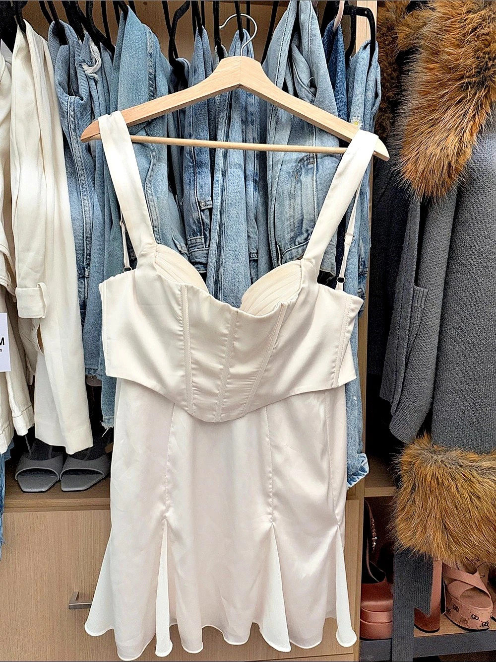 Oh Polly Corset Mini Dress in White Like New